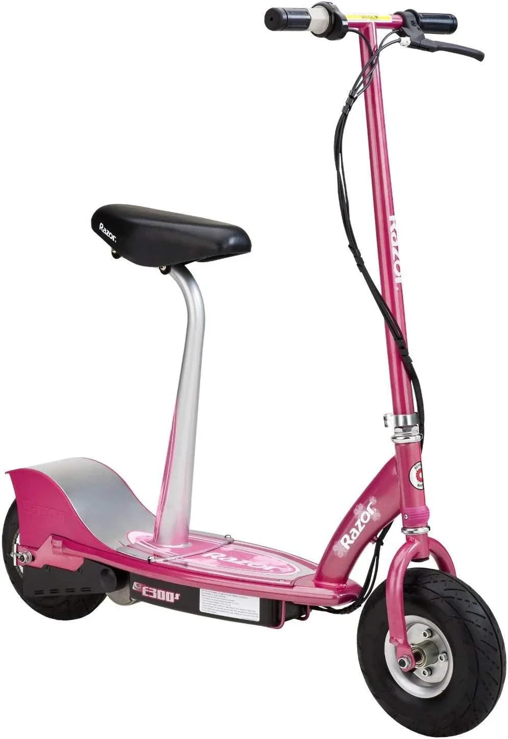 An electric scooter suitable for children over 13 years old - 9-inch inflatable tires, detachable seat, maximum speed of 15 miles per hour, maximum riding time of up to 40 minutes, suitable for users weighing no more than 220 pounds.