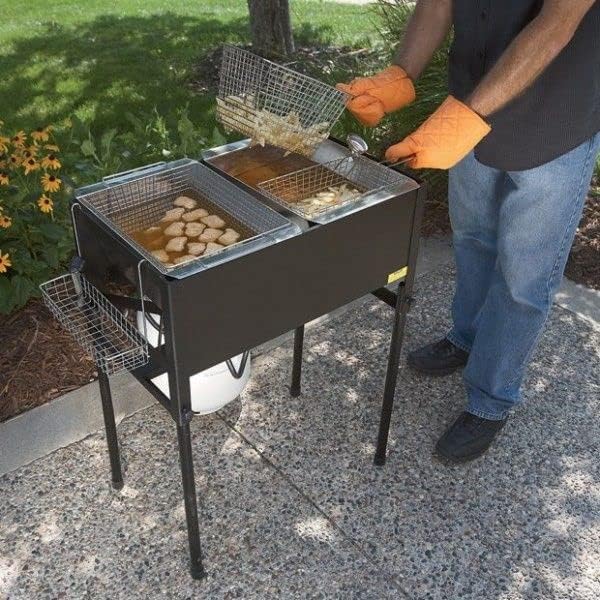 Triple Deep Fryer-3 Basket Stainless Steel Propane Cooker-Outdoor Fish Fry/Chicken-Tall Heavy Duty
