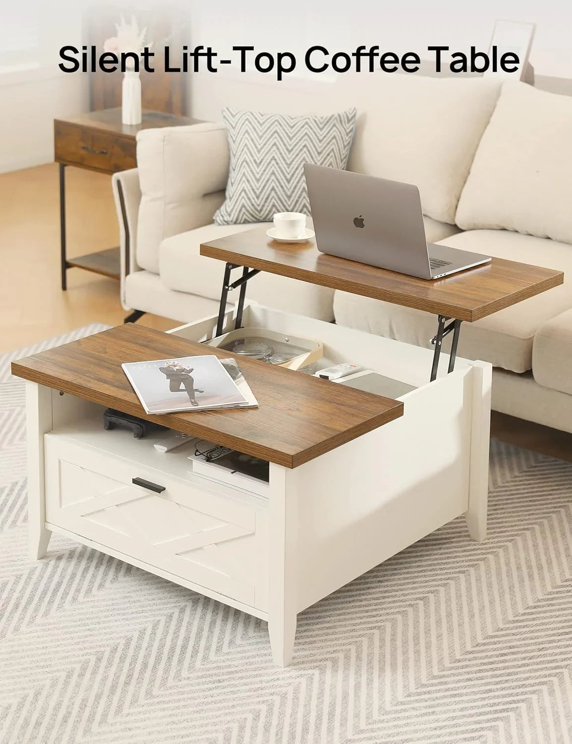 Retro-style high-back coffee table in white