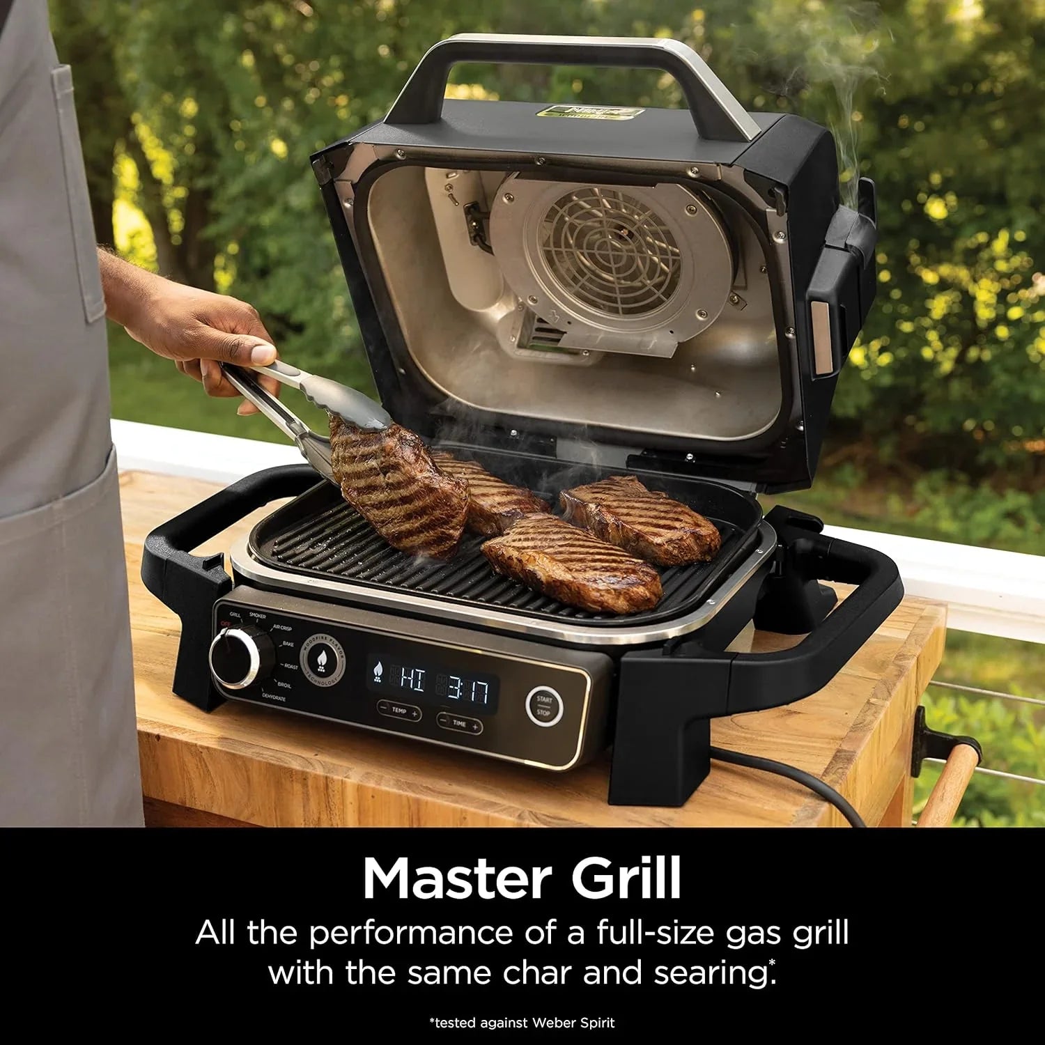 7-in-1 Multi-functional (Barbecue, Slow Roast, Bake, Air Fry, Dehydration, Grill, Smoking) | Portable and highly weather-resistant | Capable of cooking up to 6 steaks and 30 hot dogs | Includes wood pellet fuel