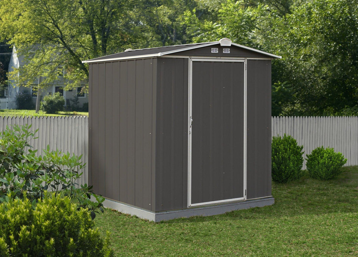 Arrow EZEE Galvanized Steel Storage Shed with Low Gable Roof, Charcoal/Cream, 6-ft x 5-ft