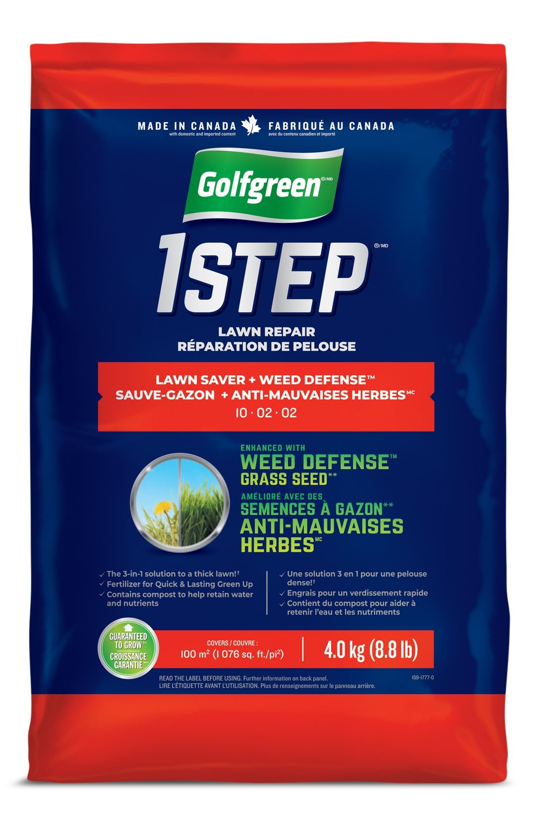 1-Step Lawn Saver + Weed Defense 10-02-02 Grass Seed, 4-kg