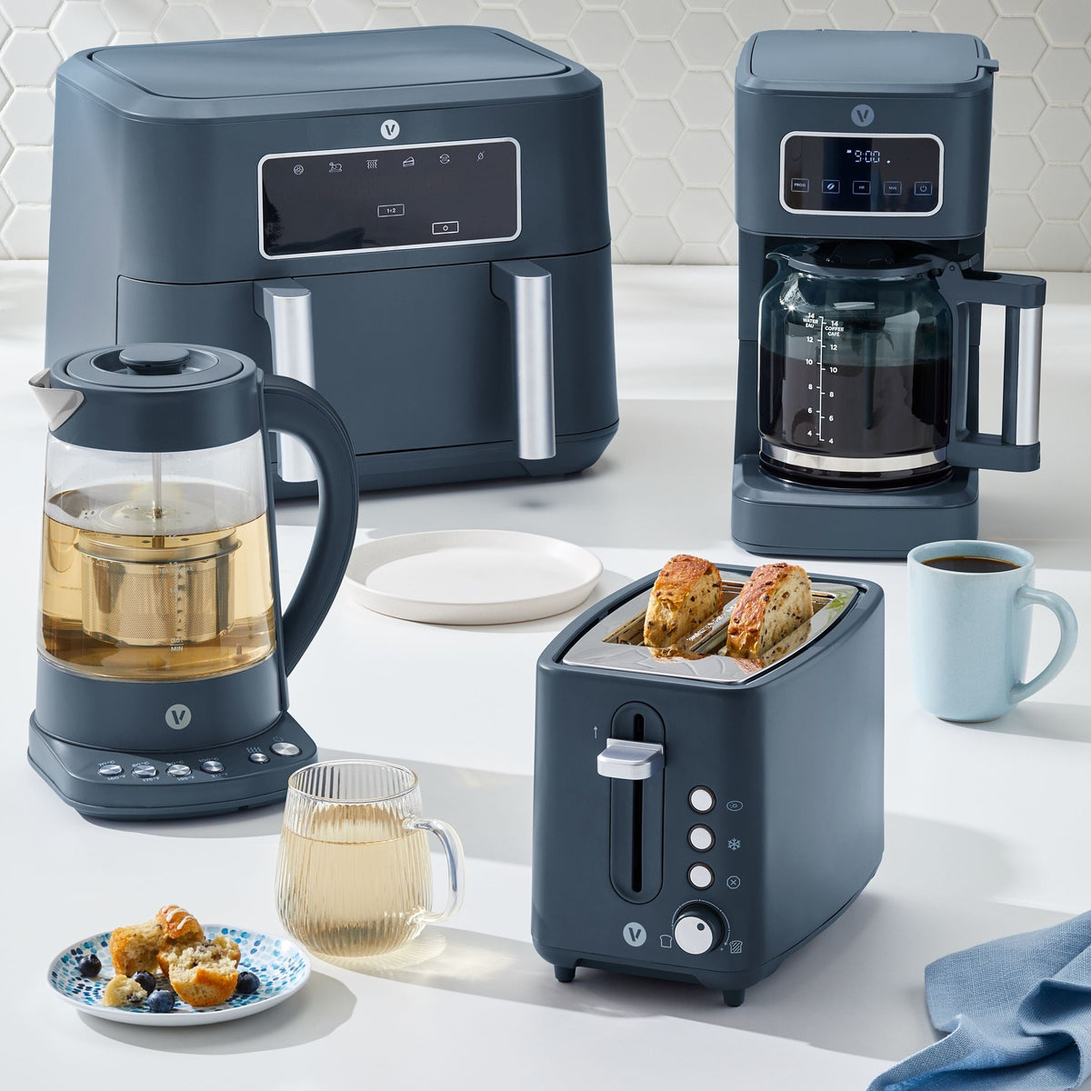 Colour Series Electric Variable Temperature Steeping Kettle, Bluefin, 1.7-L