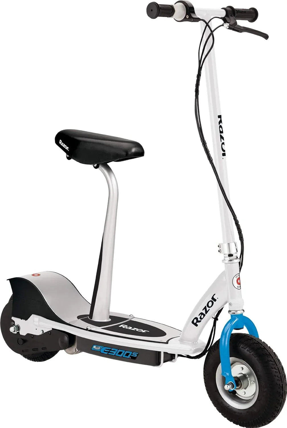 An electric scooter suitable for children over 13 years old - 9-inch inflatable tires, detachable seat, maximum speed of 15 miles per hour, maximum riding time of up to 40 minutes, suitable for users weighing no more than 220 pounds.