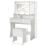 IRONCK Vanity Desk Set with LED Lighted Mirror & Power Outlet