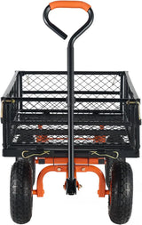 Garden Dump Cart, Heavy Duty Garden Wagon Yard Dump Wagon with Removable Sides, Convert to Flatbed, Utility Liner, 10in All Terrain Wheels
