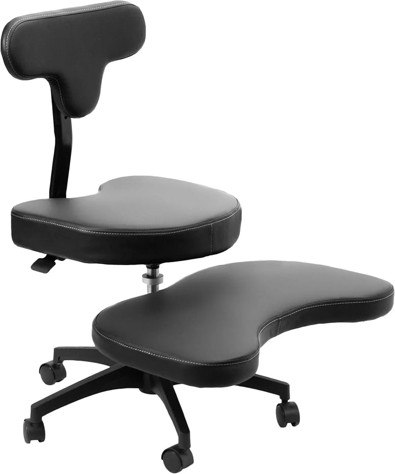 Cross-Legged Office Chair – Adjustable Height Floor Chair with Back Support for Yoga, Meditation, and ADHD (Black, CHAIR-CL02B-R) H4541