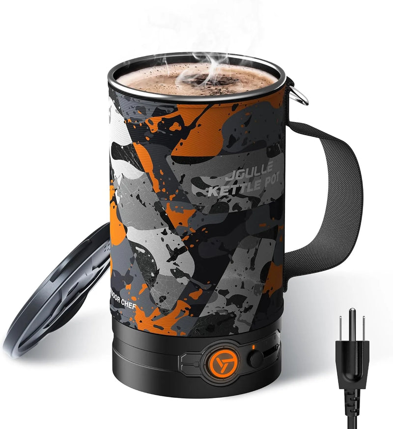 Electric Kettle, Multi-Functional Portable Travel Water Boiler Cooker, 30 oz Electric Kettle for Coffee, Cooking, Popcorn Maker, Camping RV Essentials G3867
