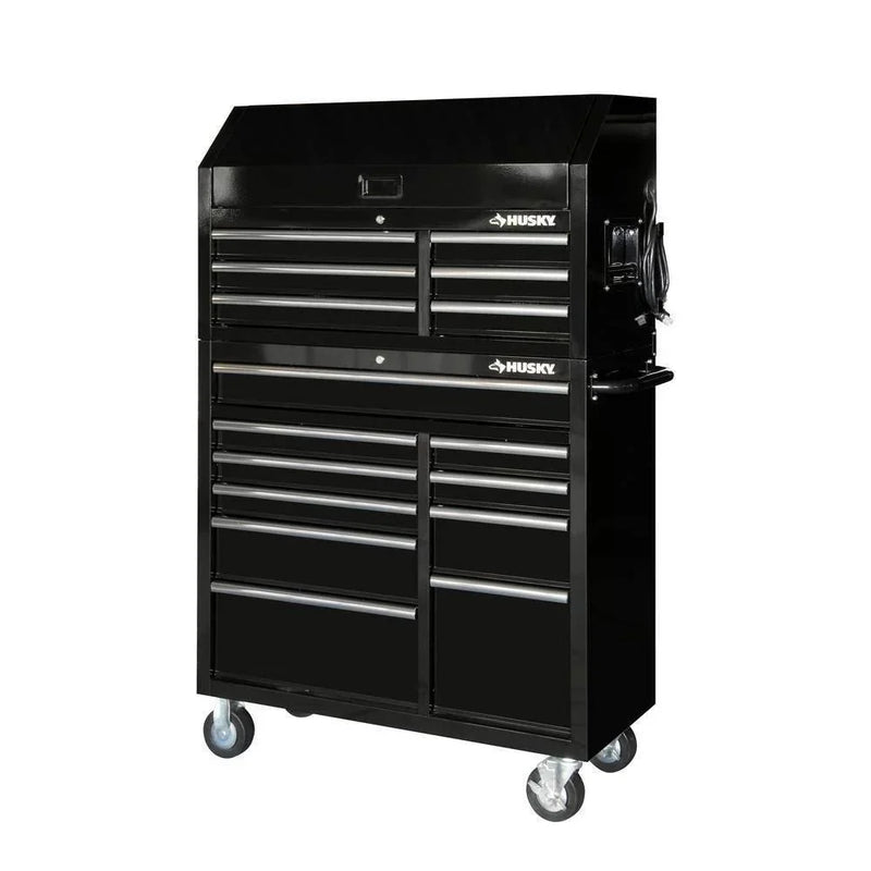 41 in. 16-Drawer Tool Chest and Cabinet Combo in Gloss Black N2187