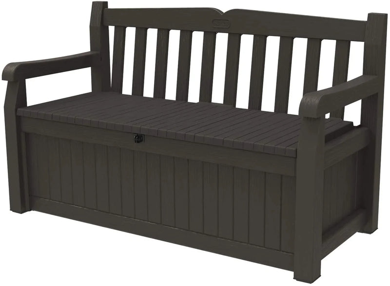 70 Gallon Storage Bench Deck Box for Patio Furniture, Front Porch Decor and Outdoor Seating -- Perfect to Store Garden Tools and Pool Toys, Brown R7727