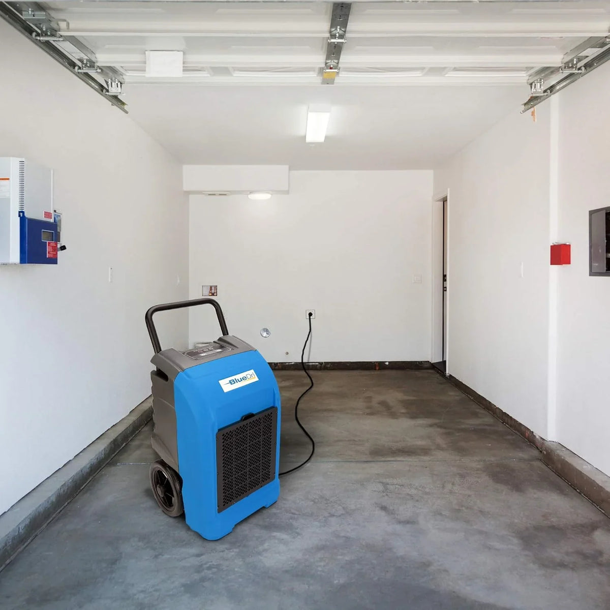 Commercial dehumidifier, suitable for homes, basements, garages and workplaces. Industrial water loss treatment equipment - a set of 1-piece, blue