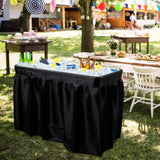 4 feet black ice crystal table, portable rear panel camping fishing cleaning table, plastic material with matching skirt, suitable for parties, barbecues, camping and picnics as an ice chest