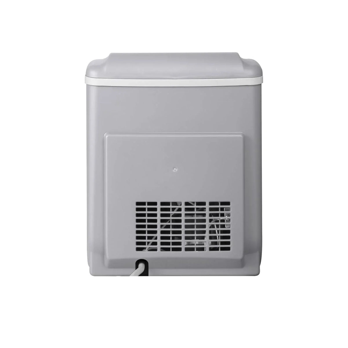 Compact desktop ice machine, capable of producing 26 pounds of ice per day, black color