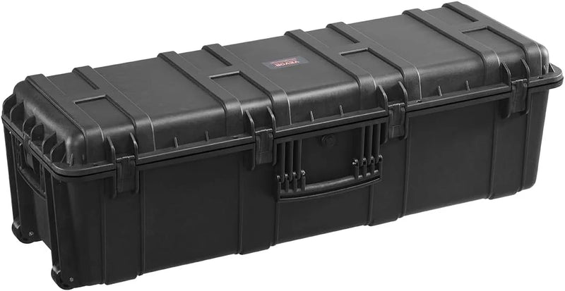 Waterproof sturdy case, large-capacity waterproof sturdy case, equipped with 3 handles, IP67 level waterproof protection case, with 6 clips, 6 lock holes and foam padding for large equipment, black version L4035