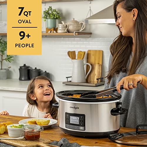 7 Quart Portable Programmable Slow Cooker with Timer and Locking Lid