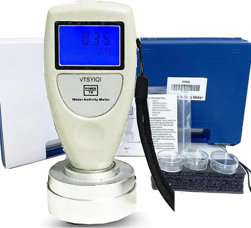 Water Activity Meter Food AW Tester Monitor Water Analyzer for Grain Fruits Vegetables Breads Biscuits Cakes Puffed Food 6 bit Backlight Digital Display G3566