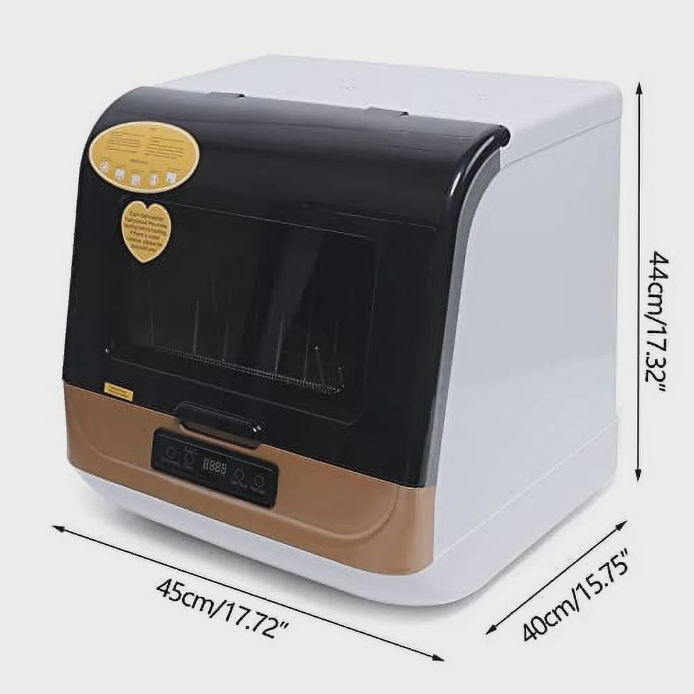 Countertop Dishwasher Kitchen Mini Portable Dish Bowl Washer Tabletop Automatic Dishwasher Deep Cleaning for Home, Apartment, RV (White Black)