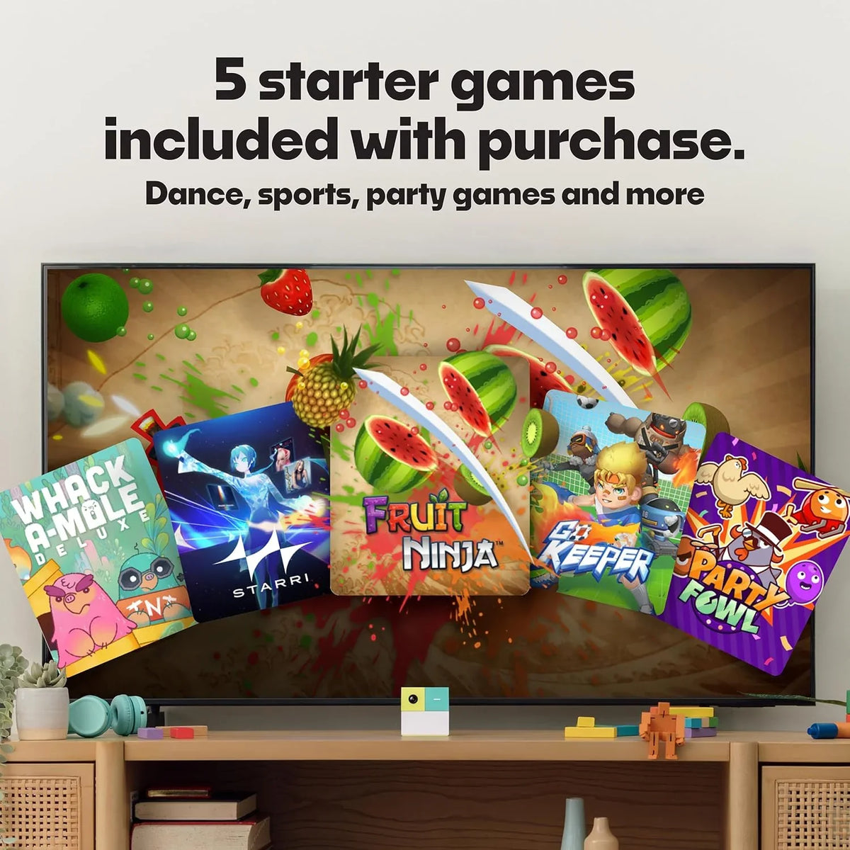 An interactive play system specially designed for children and families, combining indoor sports activities with interactive family entertainment, is perfect for game nights, gatherings and playdates.