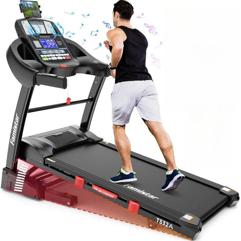 Famistar Folding Treadmill for Home with 15 Levels Auto Incline, 300LB Capcity, 10MPH Fast Speed Controls U8616