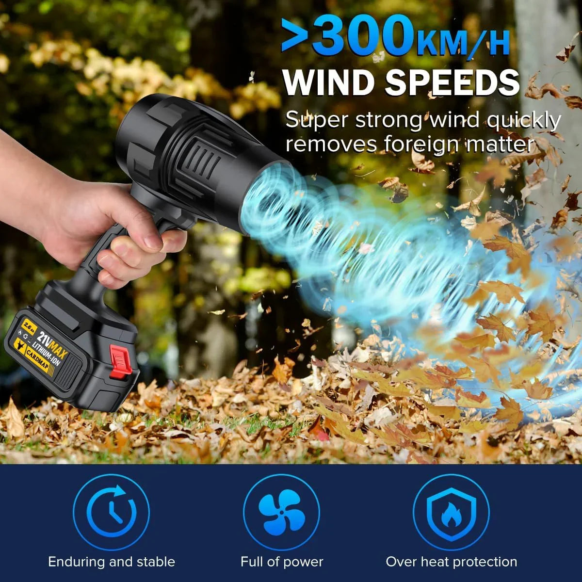 Electric Cordless Leaf Blower, Handheld Electric Leaf Blower, Mini Jet Dry Blower Fan with 2 Packs 2.6Ah Batteries and Charger, Violent Turbo Jet Blower for Lawn, Patio, Outdoors, Car, Home