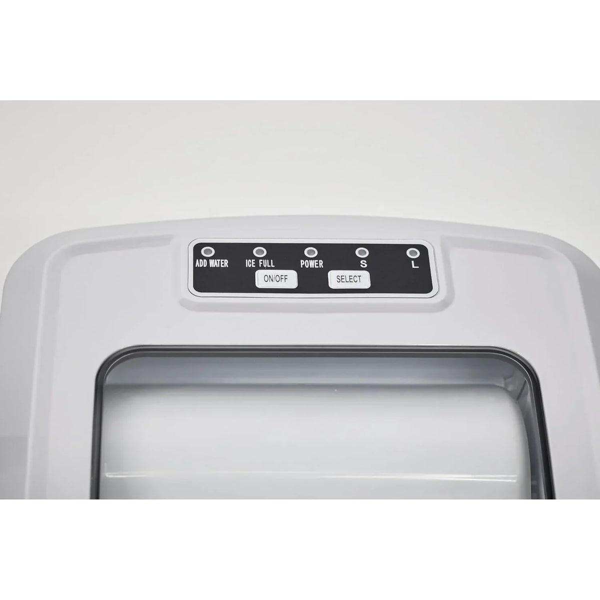 Compact desktop ice machine, capable of producing 26 pounds of ice per day, black color