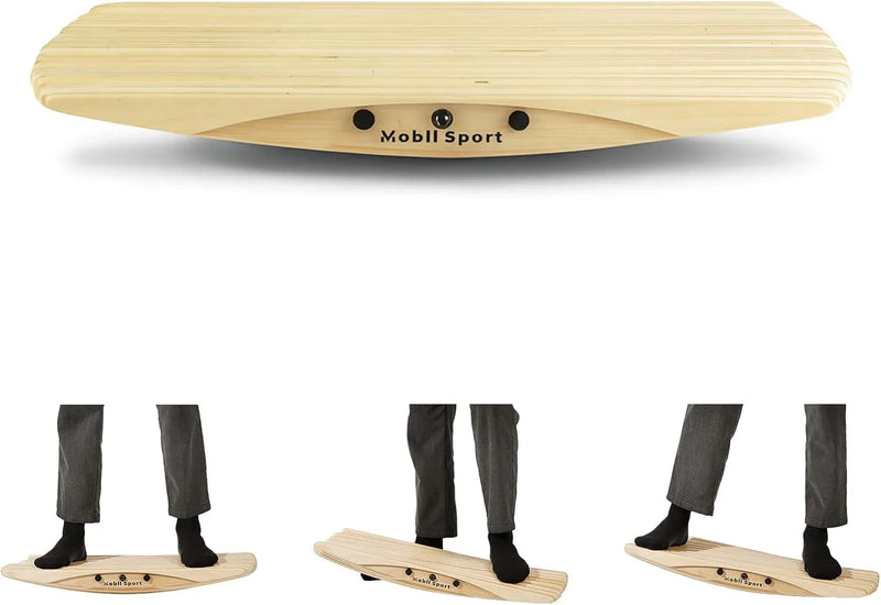 Standing Desk Balance Board Mat | Anti-Fatigue Handcrafted Wooden Wobble Board for Foot, Knee & Back Pain Relief | Simulate Surfing/Skiing/Skateboarding Movements P212