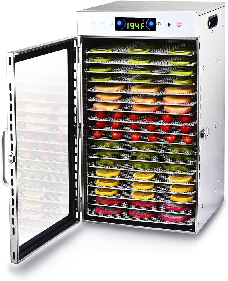 Touch screen 18-Floor Stainless Steel Food Dehydrator, Adjustable Timer and Temperature, 18 Racks, Dryer for Jerky, Meat, Fruits, herbs, tea, sourdough starter and Vegetables and lot more V627