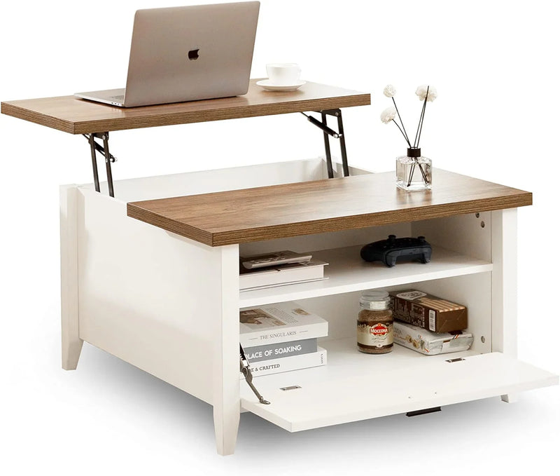 Retro-style high-back coffee table in white G1243