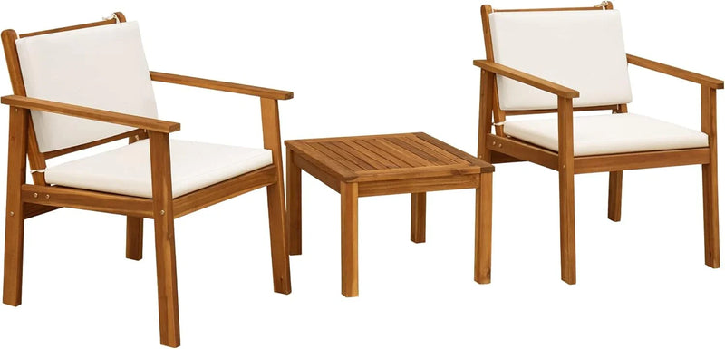 Patio Furniture 4 Piece Outdoor Acacia Wood Patio Conversation Sofa Set with Table & Cushions Porch Furniture for Deck, Balcony, Backyard U3830