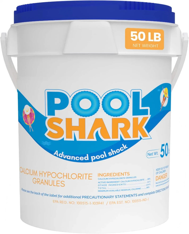 68% Calcium Hypochlorite Pool Shock for Swimming Pools - Chlorine Granules Swimming Pool Shock 50 lbs Bucket - Pool Chlorine for Inground and Above Ground Pool Treatment, Saltwater (50lbs) H6435