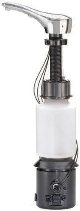 Automatic liquid soap dispenser, with a top-mounted contactless soap nozzle, capacity 34 ounces (1.0 liters), can be placed on the countertop of a public restroom, installation diameter 1-3/8 inches, chrome surface treatment.