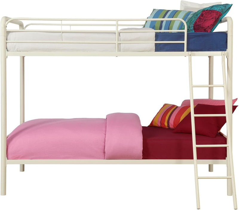 DHP Dusty Twin Over Full Metal Bunk Bed, Off White B4042