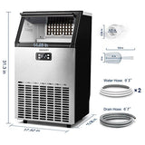 EUHOMY Commercial Ice Maker Machine, 100lbs/24H Stainless Steel Under Counter