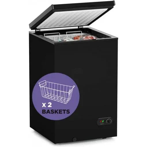 Chest Freezer – 3.5 Cu Ft with 2 Removable Baskets – Reach In Freezer Chest – Quiet Compact Freezer – 7 Temperature Settings – Black X1412