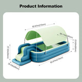 Inflatable Swimming Pool with Water Slide, Inflatable Slide Water Pool with Awning, Inflatable Mega Bouncy Castle Water Park, Swim Centre Pools for Backyard, Garden, Summer Water Party