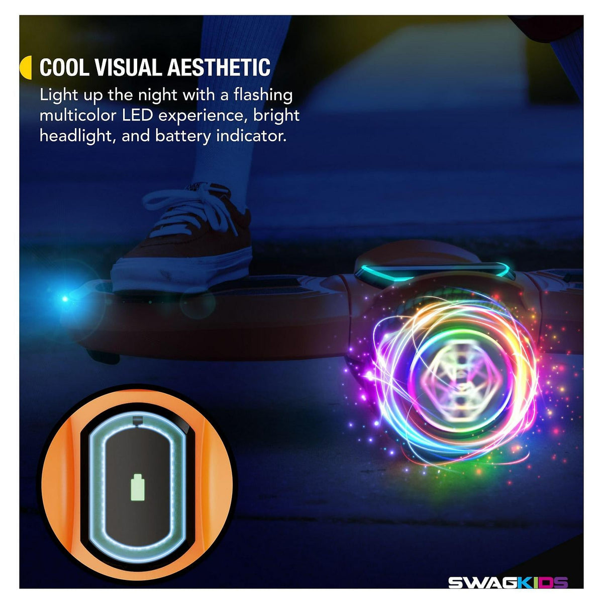 Swagtron Shuttle Zipboard Electric Hoverboard Skateboard 7 mph and 3-Mile Range LED Wheels Wireless Speaker