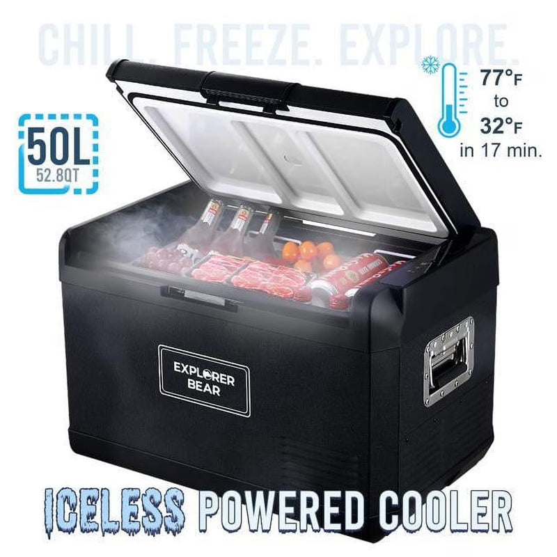 12V Car Fridge 50L 12/24V DC 110-240V AC Portable Freezer Compressor Cooler 0 H-50 H 3-Year Warranty O4235