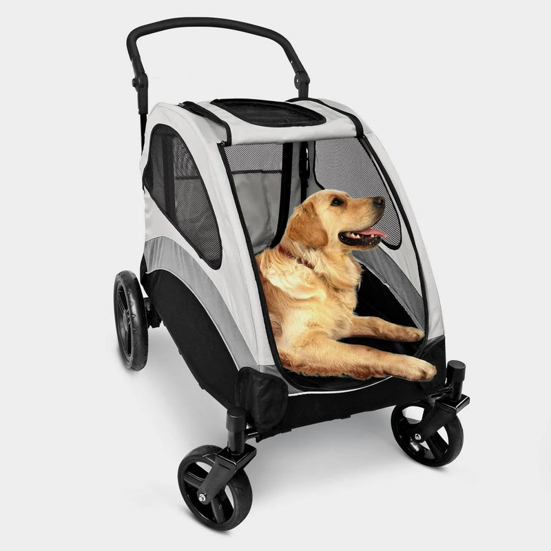 Foldable Pet Stroller for Large or 2 Dogs Cats Jogger Wagon with 4 Wheels Q9257