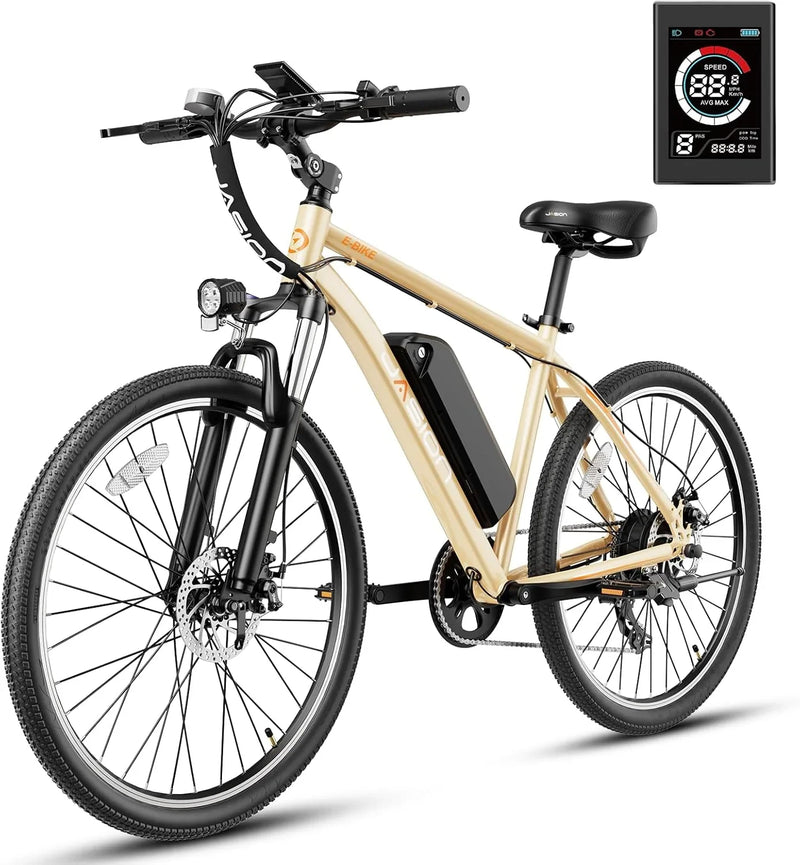 EB5 Electric Bike for Adults with Peak 500W Brushless Motor, 40Miles 20MPH Commuting Electric Mountain Bike with 360Wh Removable Battery, 7-Speed, 26" Tires and Front Fork Suspension N7258