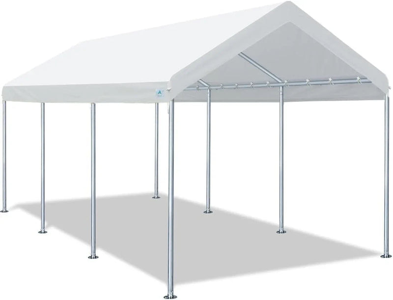 10x20 ft Heavy Duty Carport Potable Car Canopy Garage Party Tent Boat Shelter, Adjustable Height from 9.5 ft to 11 ft, Beige I1993
