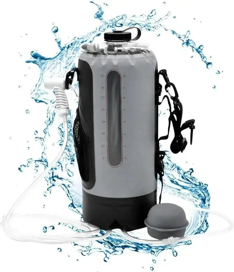 Outdoor sports water bag, portable solar shower set, with pressure foot pump, foldable travel water storage device, suitable for camping, beaches, travel and activities. X3844