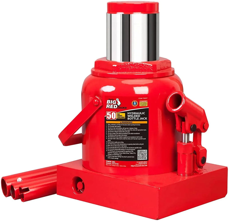 BIG RED 50 Ton Low Profile Hydraulic Bottle Jack – Welded Construction for Automotive & Heavy Lifting D7561