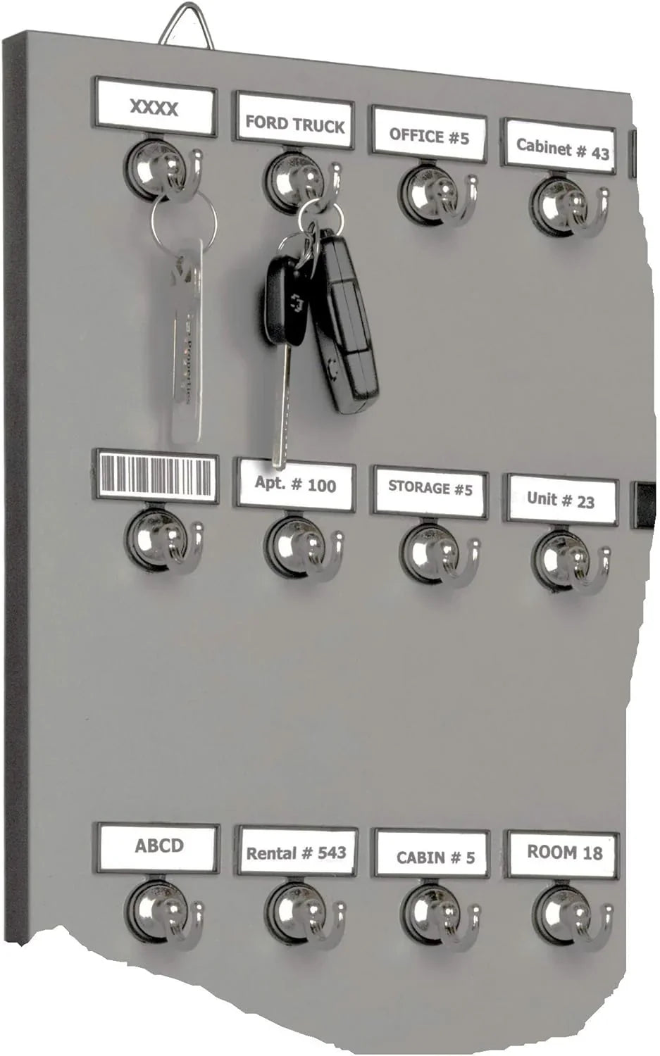 Metal key rack, equipped with 75 metal hooks fixed by bolts