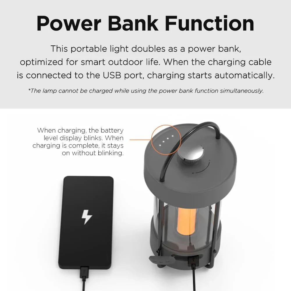 Desk Lamp (Dark Gray) - A beautiful portable outdoor lamp, featuring 4 different lighting heads, equipped with a 6700 mAh rechargeable battery, with a brightness of up to 660 lumens, and featuring waterproof functionality. Suitable for Halloween deco
