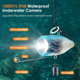 Underwater fishing photography and videography camera, underwater fish detector, fishing photography and videography camera on land/water/river/ice surface, 1000TVL resolution, 7-inch display screen, built-in 12 white lights, 15-meter long cable