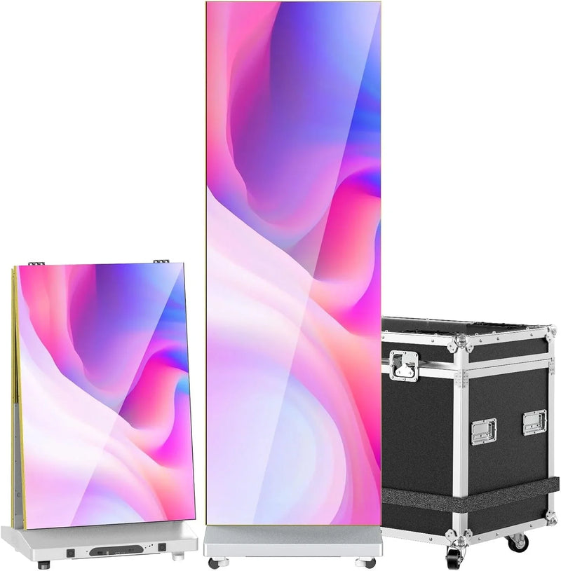80" P1.86 Flexible Spliceable LED Poster Display – USB Plug-and-Play, Mobile & PC Remote Control, Digital Signage Advertising Screen (Silver, 1-Pack) J1528