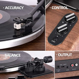 High Fidelity Belt Drive Turntable with Built-in Speakers, Vinyl Record Player with Magnetic Cartridge, Wireless Playback and Aux-in Functionality, Auto Off