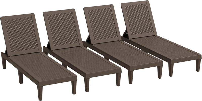 Outdoor Chaise Lounge Chair Set of 2 for Patio Poolside, Waterproof & Adjustable & Easy Assembly Sun Lounger for Outside Deck, Pool, Beach, Black C7233