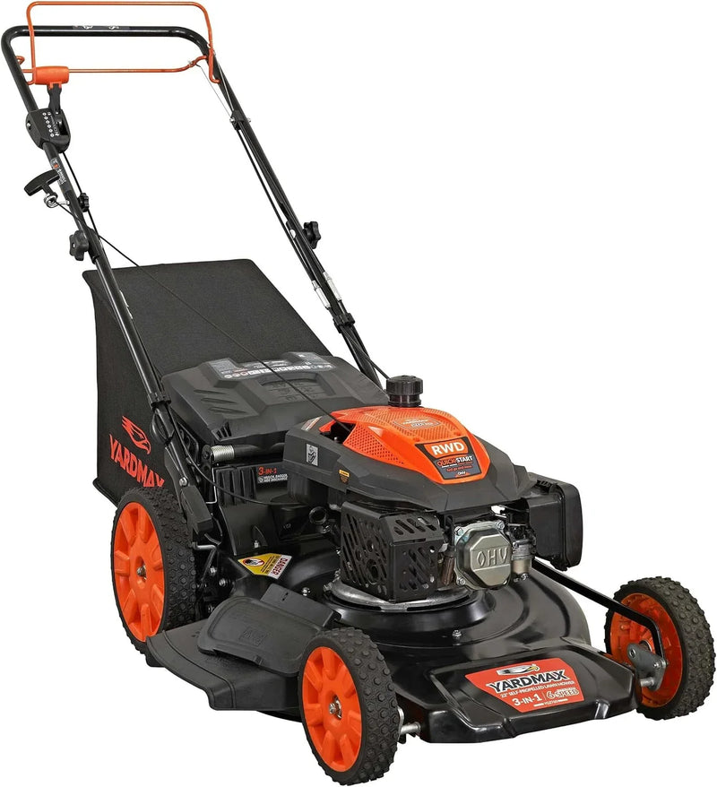 22 in. 201cc Select PACE 6 Speed CVT High Wheel RWD 3-in-1 Gas Walk Behind Self Propelled Lawn Mower, Black V6453