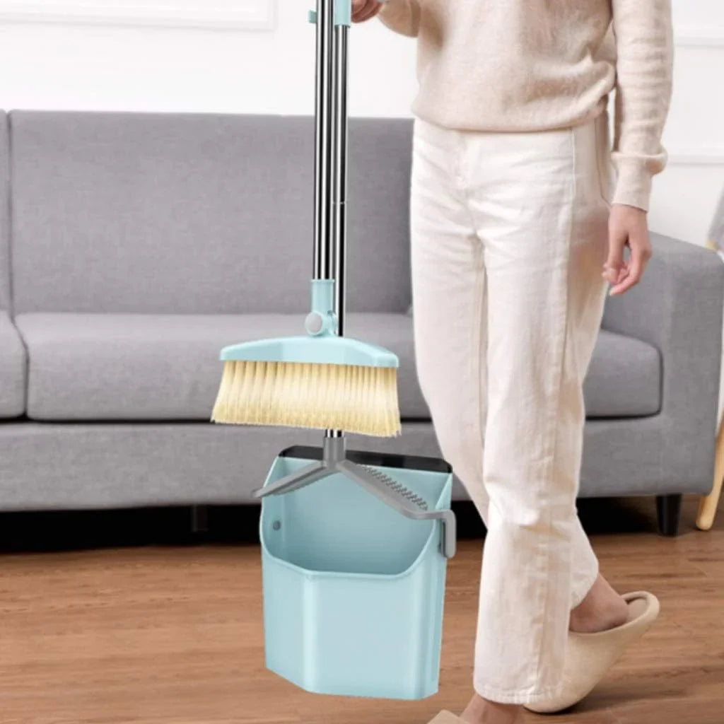 Long Handle Broom and Dustpan Set, Home, Kitchen, Room, Office, Upright Dust Pan Combo for The Lobby Floor